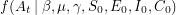 $ f(A_t \: | \: \beta, \mu, \gamma, S_0, E_0, I_0, C_0) $