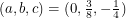 $ (a, b, c) = (0, \frac{3}{8}, -\frac{1}{4}) $