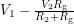 $ V_1 - \frac{V_2 R_{\textup{g}}}{R_2 + R_{\textup{g}}} $